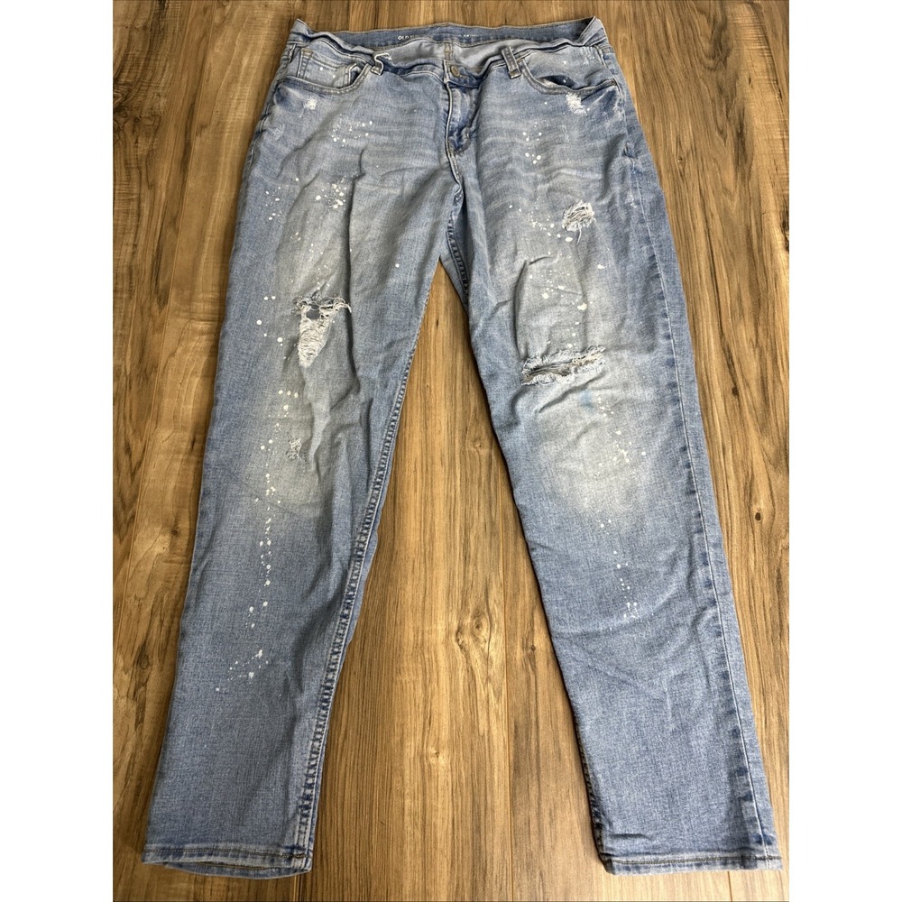 Old Navy Light Blue Skinny Jeans with Distressed & Paint-Splatter Detail